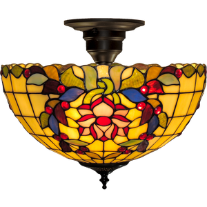 Lotus Medium Semi-Flush Tiffany Ceiling Light