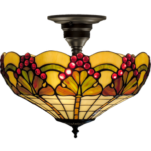 Merlot Medium Semi-Flush Tiffany Ceiling Light