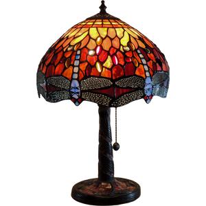 Red Dragonfly Small Tiffany Table Lamp