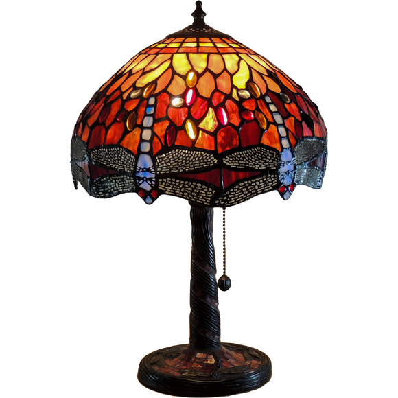 Red Dragonfly Small Tiffany Table Lamp