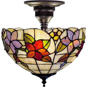 Summer Garden Small Semi-Flush Tiffany Ceiling Light