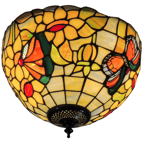 Butterfly Small Flush Tiffany Ceiling Light