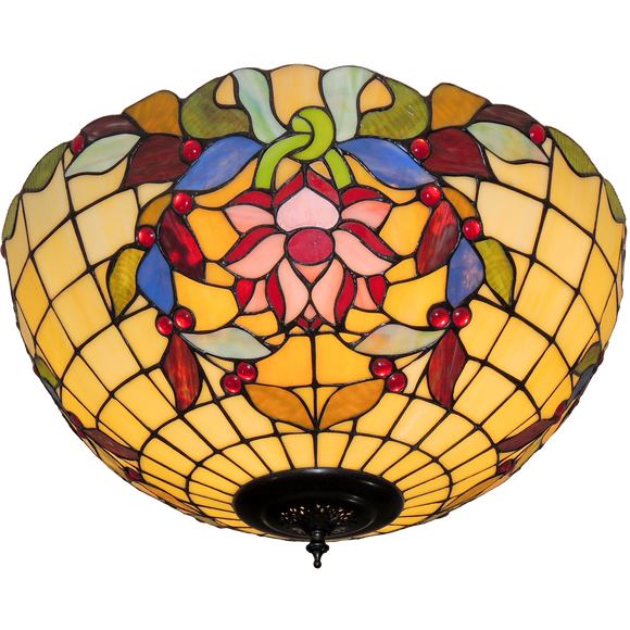 Lotus Large Flush Tiffany Ceiling Light