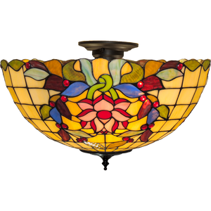 Lotus Large Semi-Flush Tiffany Ceiling Light