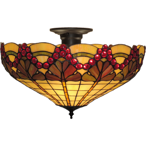 Merlot Large Semi-Flush Tiffany Ceiling Light