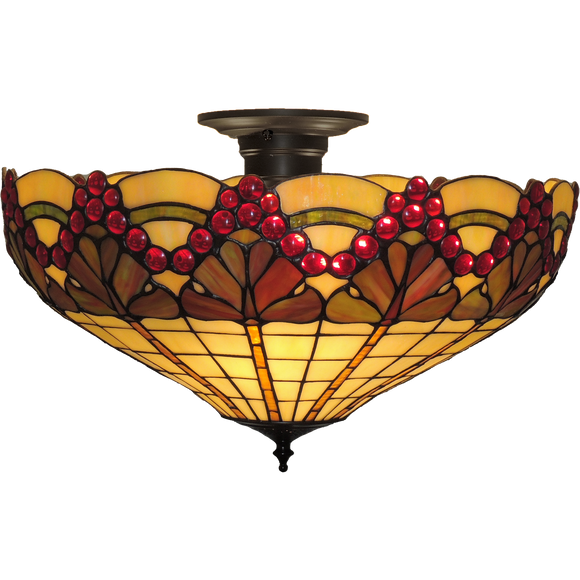 Merlot Large Semi-Flush Tiffany Ceiling Light