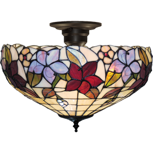 Summer Garden Medium Semi-Flush Tiffany Ceiling Light