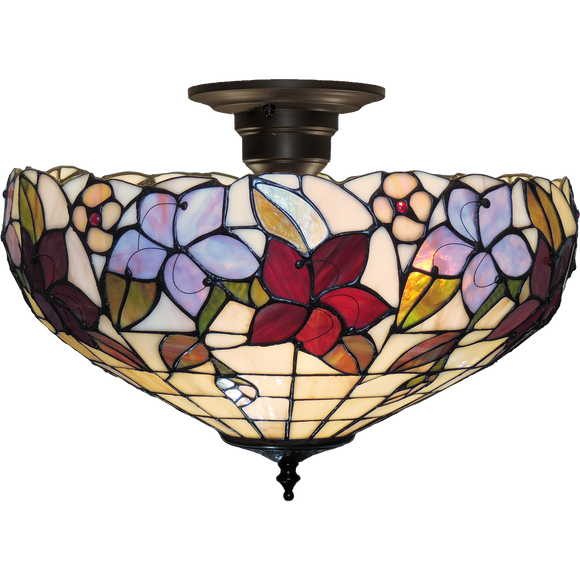 Summer Garden Medium Semi-Flush Tiffany Ceiling Light