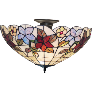 Summer Garden Large Semi-Flush Tiffany Ceiling Light