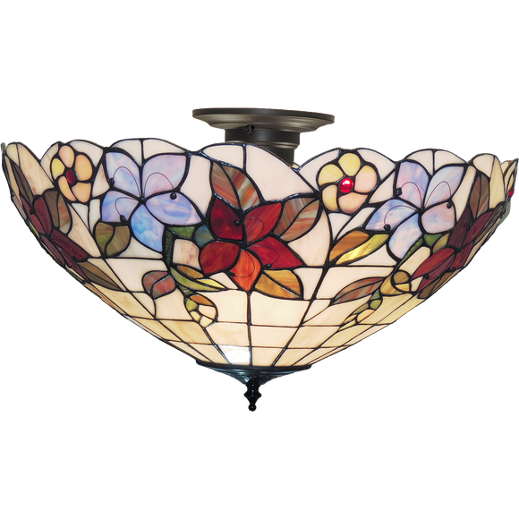 Summer Garden Large Semi-Flush Tiffany Ceiling Light